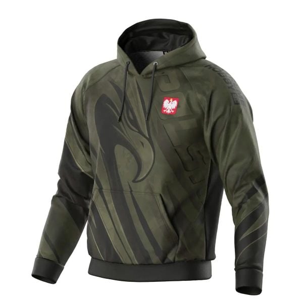 Bluza męska sportowa z kapturem EXTREME HOBBY POLSKA ULTIMATE. Białe bluzy sportowe męskie EXTREME HOBBY, bez wzorów, z materiału, klasyczne, bez kołnierzyka, bez ramiączek. Za 259.00 zł.