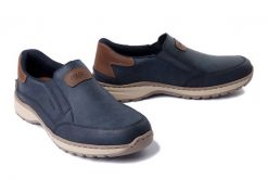 RIEKER 03365-14 blue combination, półbuty męskie. Niebieskie półbuty męskie Rieker, bez zapięcia. Za 339.90 zł.