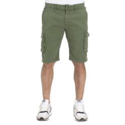 Męskie szorty bojówki w kolorze Earth Tones. Zielone szorty męskie LEONE 1947 APPAREL, z tkaniny, bez kołnierzyka. W wyprzedaży za 139.75 zł.