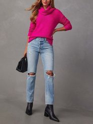 LA Angels Sweter w kolorze różowym rozmiar: M. Różowe golfy damskie LA Angels, m, bez wzorów, z bawełny, bez ramiączek. Za 130.99 zł.