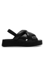 Pollini Sandały SA16266I1ITE0000 Czarny. Czarne sandały damskie Pollini, bez wzorów, ze skóry, bez obcasa, na płaskiej podeszwie. Za 1,519.00 zł.
