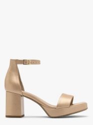 Złote sandały na masywnym obcasie i balu. Szare sandały damskie Ryłko, bez wzorów, ze skóry, bez obcasa, na obcasie. W wyprzedaży za 199.99 zł.