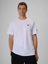 T-shirt regular z nadrukiem męski 4F 4FRSS26TTSHM3994. Białe t-shirty męskie 4f, l, bez wzorów, z bawełny, bez kołnierzyka. Za 69.99 zł.