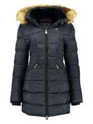 Geographical Norway Płaszcz zimowy "Abeille" w kolorze granatowym rozmiar: S. Niebieskie płaszcze damskie Geographical Norway, na zimę, s, bez wzorów, z puchu. Za 300.21 zł.