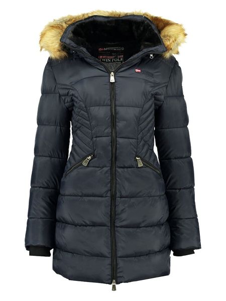 Geographical Norway Płaszcz zimowy "Abeille" w kolorze granatowym rozmiar: S. Niebieskie płaszcze damskie Geographical Norway, na zimę, s, bez wzorów, z puchu. Za 241.45 zł.