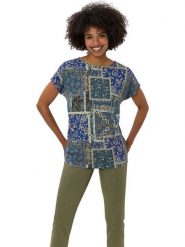 Heine Koszulka w kolorze niebiesko-zielonym rozmiar: 42. Niebieskie bluzki damskie Heine, bez wzorów, bez kołnierzyka. Za 74.11 zł.