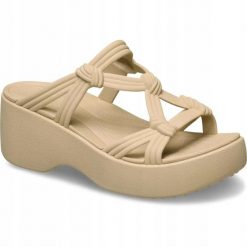 Sandały Dla Dorosłych Crocs Brooklyn Knot Sky Sandal. Brązowe sandały damskie Crocs, bez wzorów, z materiału, bez obcasa, na koturnie. Za 299.99 zł.