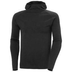 Bluza z kapturem Helly Hansen Lifa. Czarne bluzy sportowe męskie Helly Hansen, bez wzorów, z materiału, sportowe, bez kołnierzyka, bez ramiączek. Za 568.50 zł.