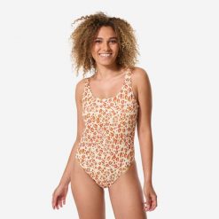 Kostium kąpielowy jednoczęściowy surfingowy damski Decathlon Aurely. Brązowe stroje jednoczęściowe damskie OLAIAN, bez wzorów. Za 69.99 zł.