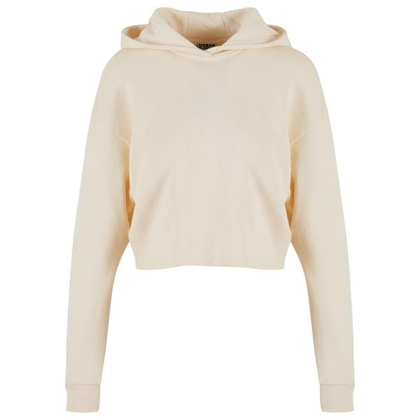 Krótkia damska bluza z kapturem w oversize'owym fasonie Urban Classics. Białe bluzy z kapturem damskie Urban Classics, z bawełny. Za 128.50 zł.