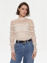 TWINSET Bluzka 241TP2041 Beżowy Regular Fit. Brązowe bluzki damskie Twinset, bez wzorów, z syntetyku, bez ramiączek. Za 879.99 zł.