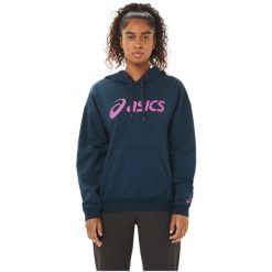 Bluza dresowa sportowa damska Asics Big OTH Hoodie. Niebieskie bluzy bez kaptura damskie Asics, xs, bez wzorów, z bawełny, bez ramiączek, bez kaptura. Za 214.25 zł.