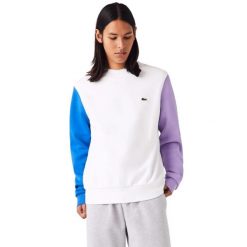 Bluza męska Lacoste SH9615 Tricolor. Białe bluzy bez kaptura męskie Lacoste, m, z bawełny. Za 327.00 zł.