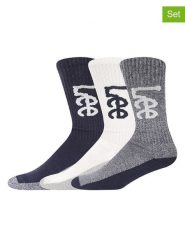 LEE Underwear Skarpety sportowe (3 pary) "Moar" w kolorze kremowo-szaro-granatowym rozmiar: 43-46. Brązowe skarpetki męskie LEE Underwear, bez wzorów. Za 48.16 zł.