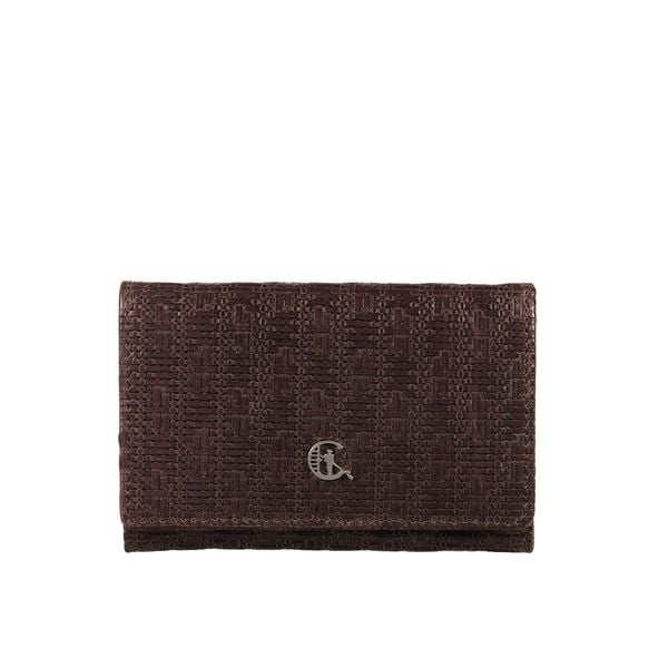 Mały damski portfel skórzany plecionka Canaletto na zatrzask PD1221cs289 GR. Brązowe portfele damskie bez wzorów, ze skóry. Za 169.00 zł.