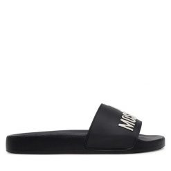 Klapki LOVE MOSCHINO. Czarne klapki damskie Love Moschino, bez wzorów, bez obcasa. Za 259.99 zł.