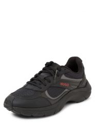 HUGO buty sportowe Mężczyźni Sztuczne włókno czarny, 41. Czarne buty sportowe na co dzień męskie Hugo, ze skóry, bez zapięcia. Za 429.95 zł.