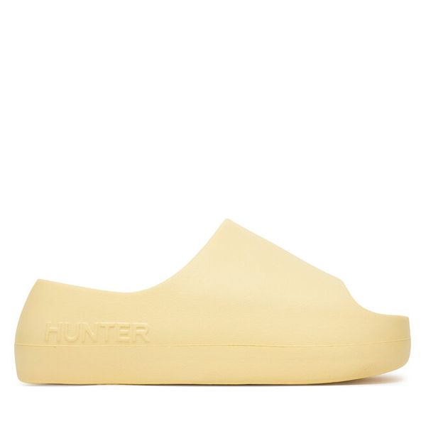 Klapki Hunter. Żółte klapki damskie Hunter, bez wzorów, bez obcasa. Za 99.99 zł.