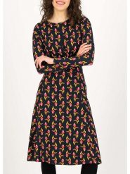 Blutsgeschwister Sukienka "Draperie Absolue" w kolorze czarno-różowo-żółtym rozmiar: S. Czarne sukienki damskie Blutsgeschwister, na imprezę, s, bez wzorów, z wiskozy, klasyczne, bez kołnierzyka, bez ramiączek, midi, rozkloszowane. Za 153.34 zł.