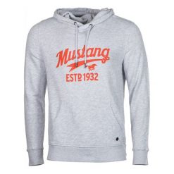 Mustang bluza męska Printed Hoodie M szary. Szare bluzy bez kaptura męskie Mustang, m. W wyprzedaży za 199.00 zł.