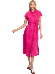 Heine Lniana sukienka w kolorze różowym rozmiar: 50. Różowe sukienki damskie Heine, bez wzorów, z tkaniny, bez kołnierzyka, bez ramiączek, midi. Za 148.61 zł.