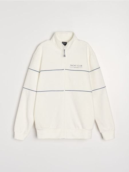 Bluza bomberka z napisem - biały. Białe bluzy bez kaptura męskie Sinsay, l. Za 59.99 zł.