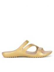 Crocs Klapki KADEE II METALLIC SANDAL W 210147-710 Złoty. Żółte klapki damskie Crocs, bez wzorów, z materiału, bez obcasa. Za 149.99 zł.