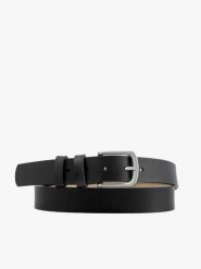 Czarny klasyczny pasek męski skórzany. Czarne paski męskie Ryłko, bez wzorów, z materiału, eleganckie. Za 129.99 zł.