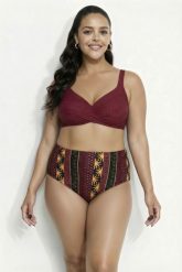 Damskie Bikini wzór boho miękkie miseczki regulowane ramiączka. Fioletowe bikini damskie Ulla Popken, bez wzorów, plus size. Za 191.99 zł.