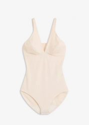 Body lekko modelujące. Brązowe body damskie bonprix, bez wzorów. Za 59.99 zł.