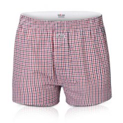 Męskie Bokserki Bawełniane - Pako Jeans - Drobna Kratka, Czerwień. Czerwone bokserki męskie Pako Jeans, bez wzorów, z bawełny. Za 33.00 zł.