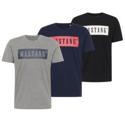 3PAK MUSTANG STYLE ALEX C LOGO TEE MĘSKI T-SHIRT KOSZULKI NADRUK CZARNY SZARY GRANATOWY 1013223. Czarne t-shirty męskie Mustang, m, bez wzorów, bez kołnierzyka. Za 219.99 zł.