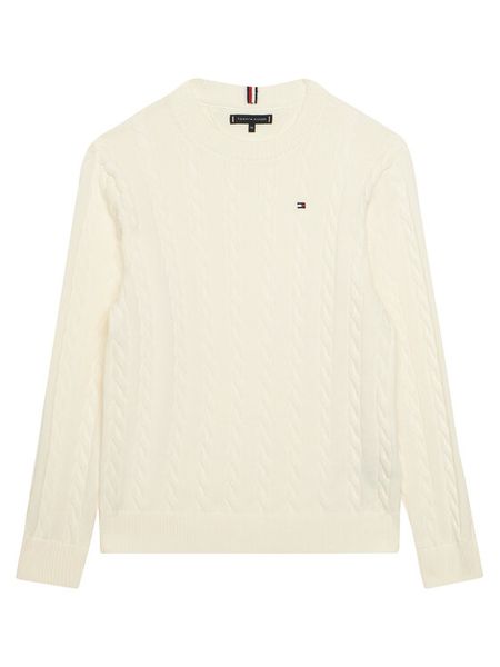 Tommy Hilfiger Sweter KB0KB09753 Biały Regular Fit. Białe swetry chłopięce Tommy Hilfiger, bez wzorów, z bawełny, bez kołnierzyka. Za 228.99 zł.