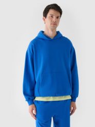 4F Bluza dresowa nierozpinana z kapturem męska - niebieska L. Niebieskie bluzy sportowe męskie 4f, bez wzorów, z bawełny, klasyczne, bez kołnierzyka, bez ramiączek. W wyprzedaży za 99.99 zł.