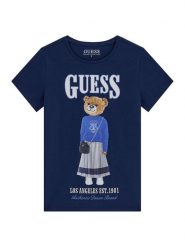 Guess T-Shirt J6RI10 K6YW4 Granatowy Regular Fit. Niebieskie koszulki dziewczęce Guess, z aplikacjami, z bawełny, bez ramiączek. Za 119.99 zł.