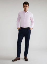 Granatowe spodnie garniturowe P21WF-6G-073-G-S. Niebieskie spodnie wizytowe męskie Pako Lorente, z elastanu. Za 79.99 zł.