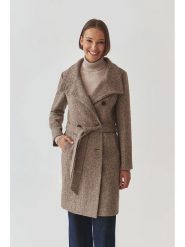 TATUUM Wełniany płaszcz "Darkia" w kolorze jasnobrązowym rozmiar: 44. Brązowe płaszcze damskie Tatuum, bez wzorów, z tkaniny. Za 391.59 zł.