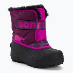 Śniegowce juniorskie Sorel Snow Commander. Fioletowe trapery damskie Sorel, bez obcasa. Za 199.99 zł.