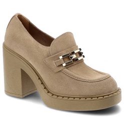 Beżowe Półbuty Lemar Wygodne Skórzane Buty. Brązowe półbuty damskie Lemar, bez wzorów, eleganckie, bez obcasa, na słupku. Za 389.00 zł.