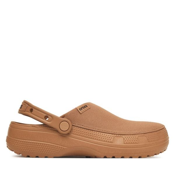 Klapki Crocs. Brązowe klapki damskie Crocs, bez wzorów, bez obcasa. Za 259.99 zł.