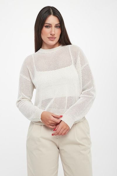 Sweter damski ażurowy z cekinami PESERICO. Swetry klasyczne damskie Peserico, bez kołnierzyka. Za 1,989.00 zł.