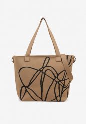 Brązowa Torebka Typu Shopper z Paskiem Crossbody w Abstrakcyjny Wzór Obelisse. Brązowe shopper bag damskie Renee, bez wzorów, z jeansu, na ramię, bez dodatków. Za 44.99 zł.