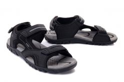GEOX U8224D 050AU C9310 black/stone, sandały męskie. Czarne sandały męskie Geox, bez zapięcia. Za 305.92 zł.