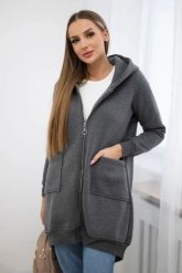 Bluza ocieplana z suwakiem z tyłu grafitowa. Szare bluzy z kapturem damskie KESI, l, z bawełny. Za 258.24 zł.