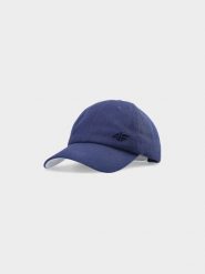 4F Czapka z daszkiem snapback uniseks - granatowa S/M. Niebieskie czapki z daszkiem damskie 4f, bez wzorów, z bawełny. W wyprzedaży za 29.99 zł.