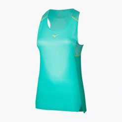 Koszulka do biegania damska Mizuno Aero Tank. Niebieskie t-shirty damskie Mizuno, bez wzorów, bez kołnierzyka. Za 239.99 zł.