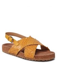 Lasocki Sandały WI12-MARIYO-02 Żółty. Żółte sandały damskie Lasocki, bez wzorów, ze skóry, bez obcasa, na płaskiej podeszwie. Za 169.99 zł.