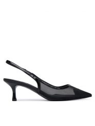 LOVE MOSCHINO Czółenka JA10526G0OIQ900B Czarny. Czarne czółenka damskie Love Moschino, bez wzorów, ze skóry, bez obcasa. Za 929.99 zł.