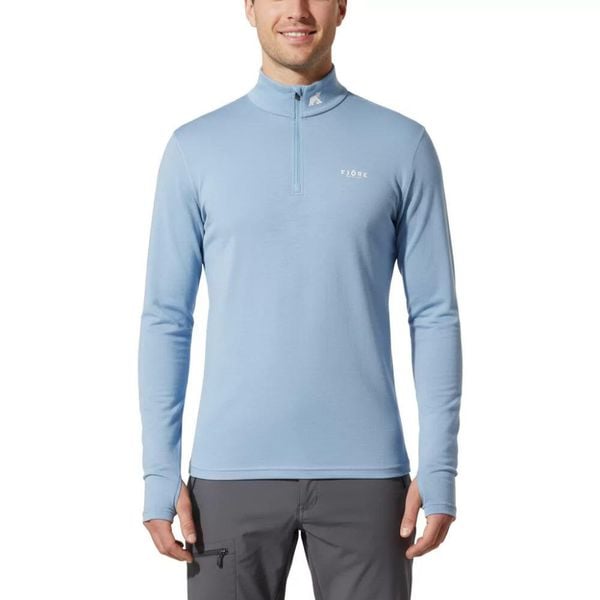 T-shirt męski z długim rękawem, wykonany w 100% z wełny merynosów – Finn 210 Zip. Niebieskie koszulki męskie z długim rękawem FJORK MERINO, m, z wełny. Za 579.00 zł.