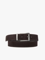 Brązowy pasek ze skóry welurowej. Brązowe paski męskie Ryłko, bez wzorów, z jeansu, eleganckie. Za 129.99 zł.